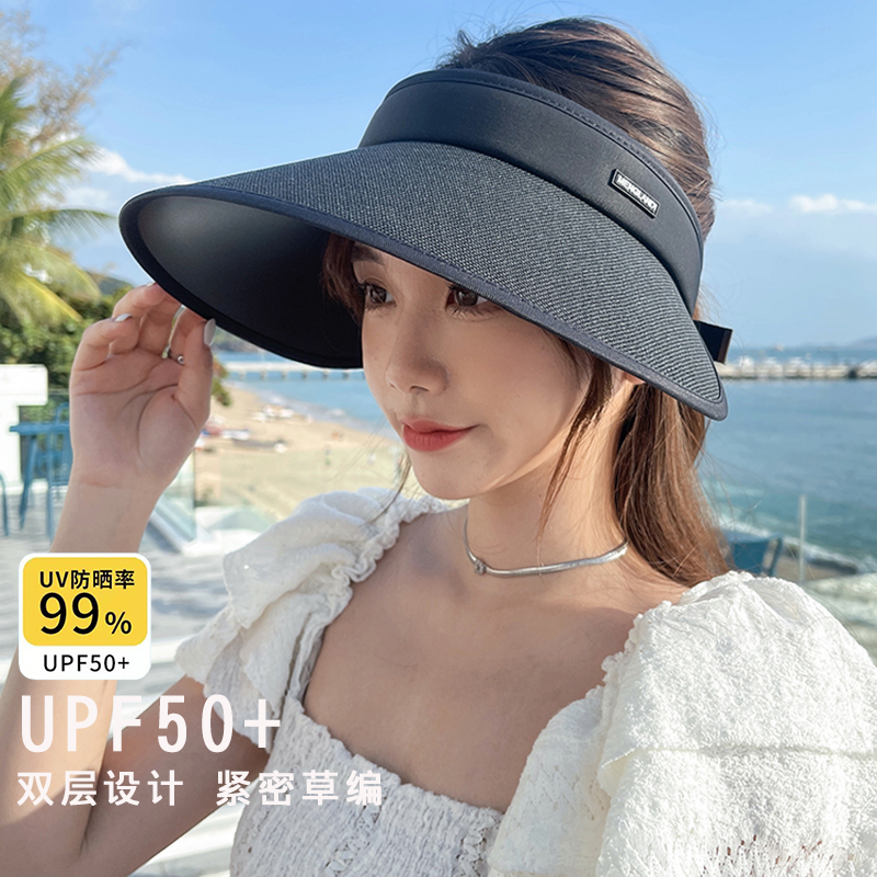 UPF50+大檐草编防晒帽女夏季骑