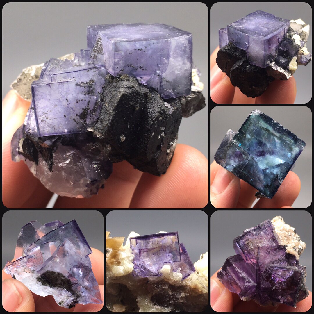 瑶岗仙紫蓝绿幻影萤石毒砂水晶云母共生天然原矿石