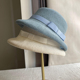 法式亚麻米色蓝色小沿礼帽春夏防晒透气百搭防紫外线渔夫帽可折叠