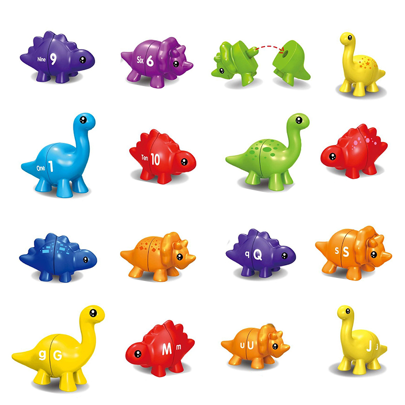 儿童早教恐龙数字字母认知配对玩具蒙氏幼儿颜色图形启蒙益智积木