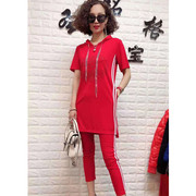 2021 summer fashion large size suit female Korean version slim hooded casual sports sweater slim pencil pants two-piece set