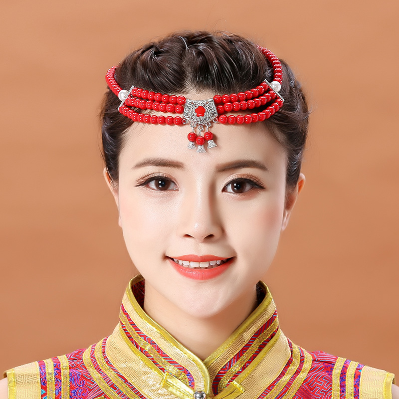 特价蒙古头饰女_蒙古族舞蹈头饰女蒙古服装佩饰配饰少数民族珠珠头饰