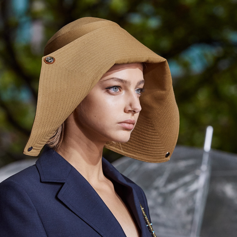 8icap遮阳帽女百搭遮脸大檐帽防紫外线米兰概念帽子户外大沿防晒帽已