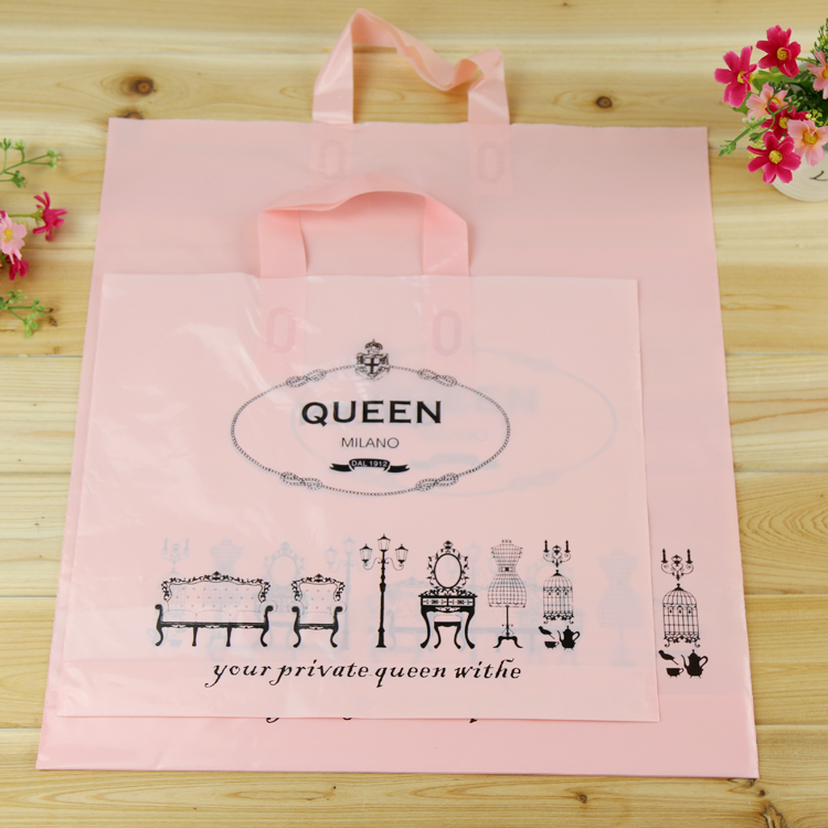 queen加厚塑料袋子定做logo批发童女装服装店包装袋手提拎冲孔袋