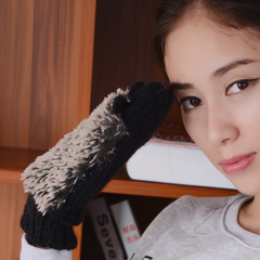 秋冬季刺猬全脂双层加绒卡通手套韩版女学生可爱加厚保暖针织手套