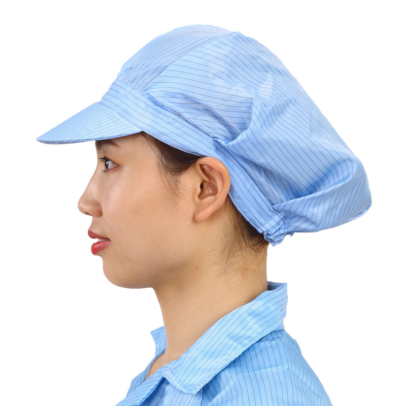 热卖防静电帽大工帽静电工作帽无尘服帽子静电女帽防静电帽带檐帽