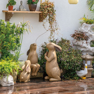 匠心坊中式花园装饰兔子摆件户外庭院露台阳台景观造景落地摆设