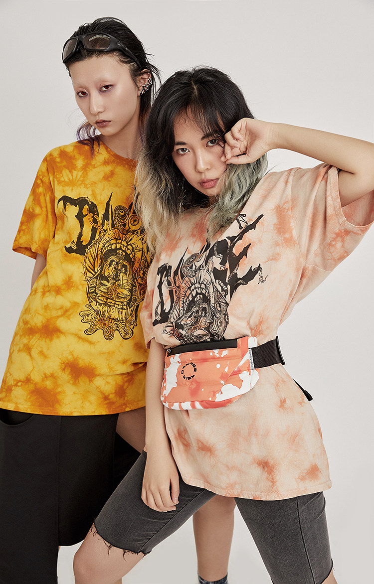 damage asia 原创手绘扎染印花短袖t恤 unisex 男女同款