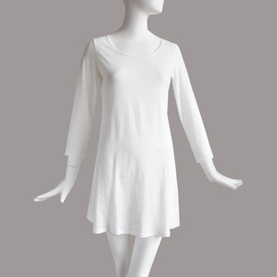 纯棉连衣裙女宽松百搭长袖衬裙秋季连衣衬裙内搭长款白色棉打底裙