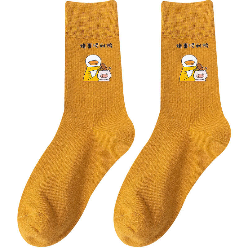 卡通袜子女韩版春秋款中筒袜ins潮