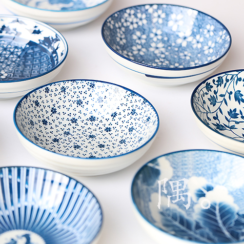 清仓日式手绘陶瓷碗家用米饭碗青花陶瓷小碗5寸和风陶瓷碗凉菜碗