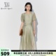 XG雪歌简约通勤风泡泡袖连衣裙女2025夏莱赛尔中长裙XK204038A240