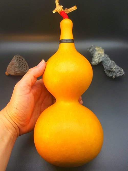 丰一阁 精品包浆天然本长酒葫芦内置防水蜂蜡酒具摆件葫芦