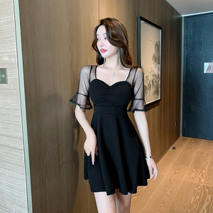 Lace Mesh Sexy Dress Clothes Show Thin Temperament for Women