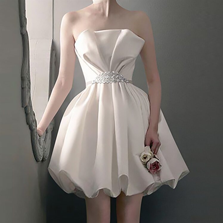 豪丽婚纱礼服会馆的优惠券大全—小众礼设计礼服绸缎钻石连衣裙2020