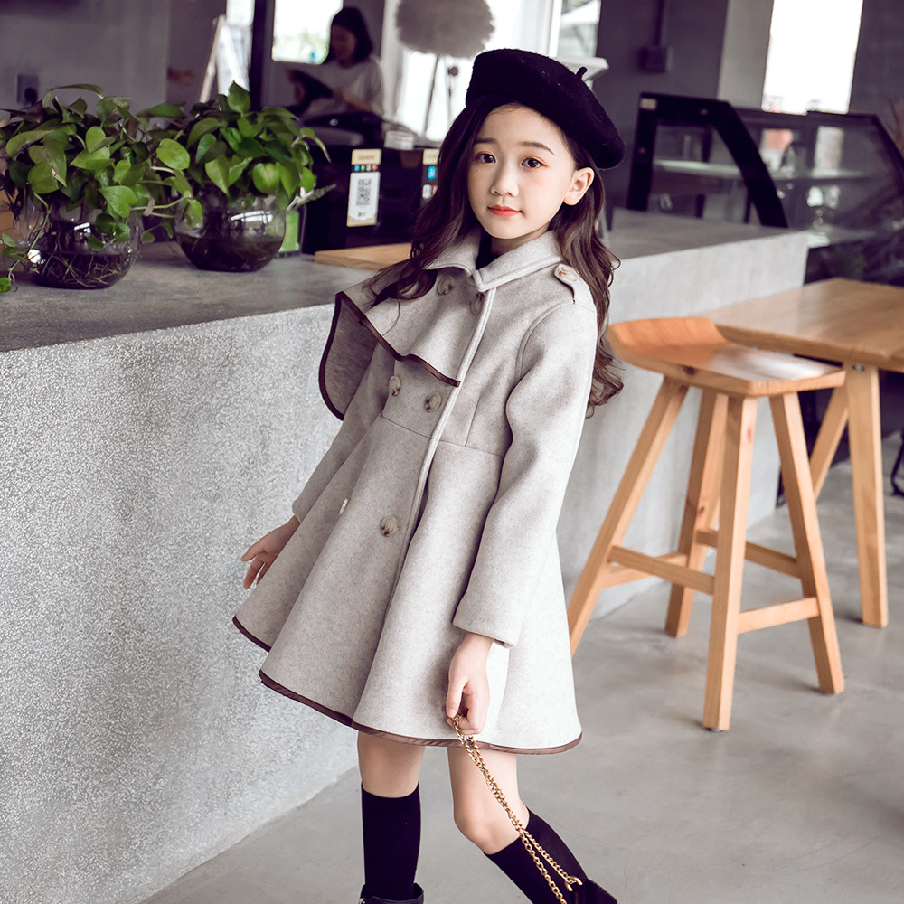 3秋冬女童毛呢外套5中大童网红童装风衣8洋气中长款呢子大衣9岁10