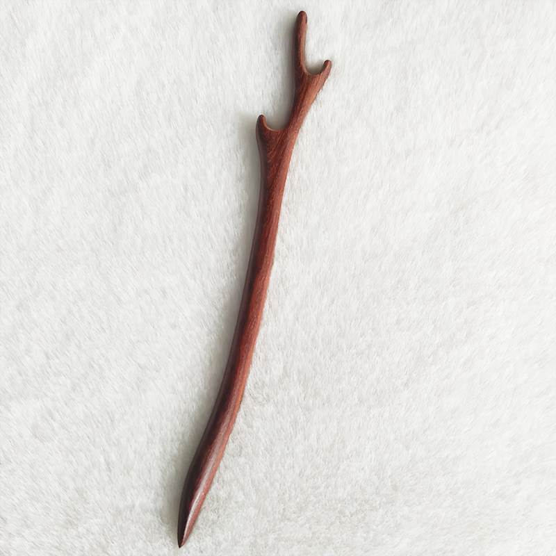 小叶红檀木龙角发簪中国风男女汉服发饰日常盘发木钗古典发饰簪子