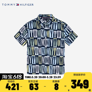 TOMMY童装夏季新品男童短袖衬衫儿童纯棉舒适夏装上衣