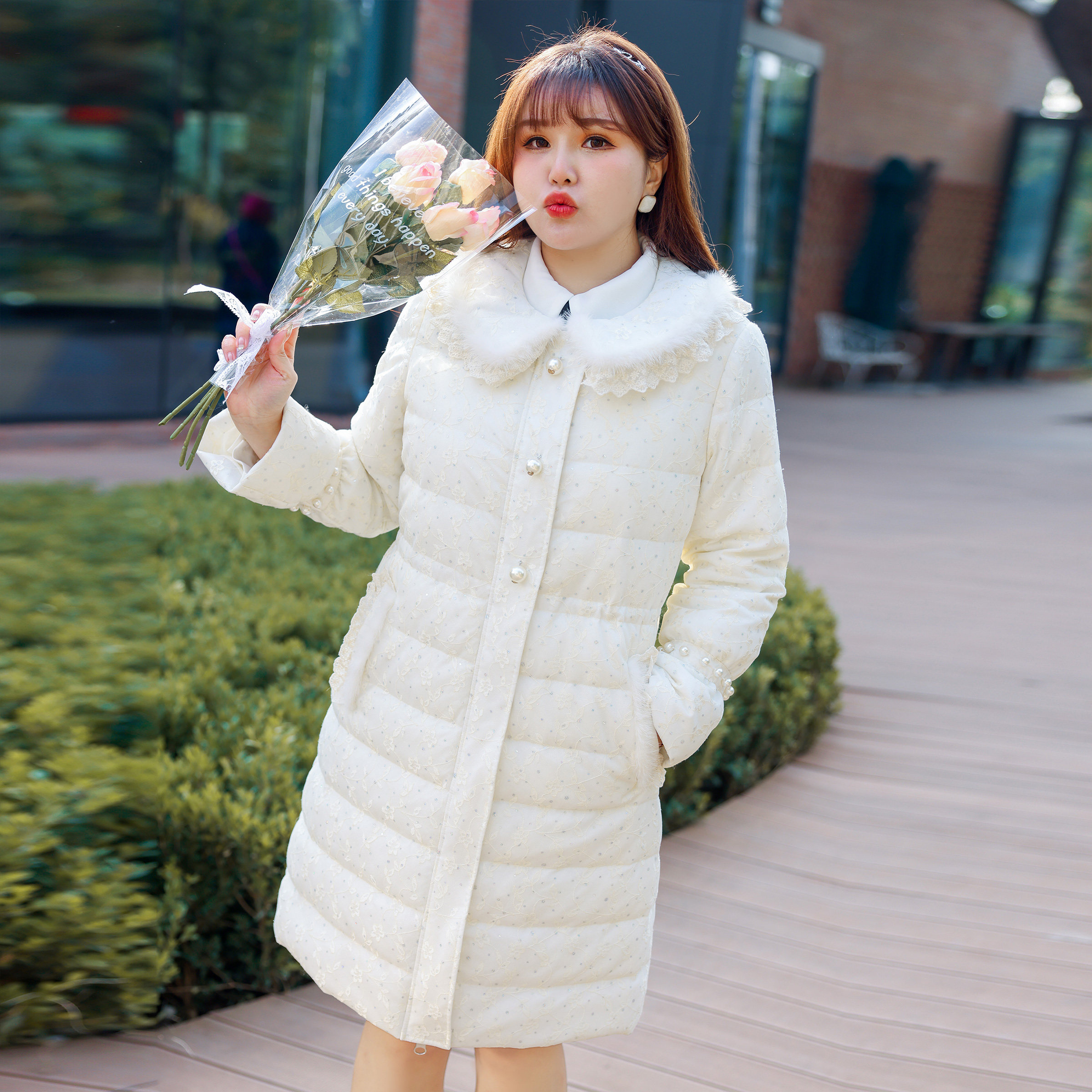 高级感冬季名媛大码女装胖mm高端冬装棉服潮棉衣外套200斤显瘦厚