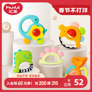 Huile rattle to soothe the baby's teeth can bite the teeth glue silicone baby hand rattle to grasp the training toy 6 months