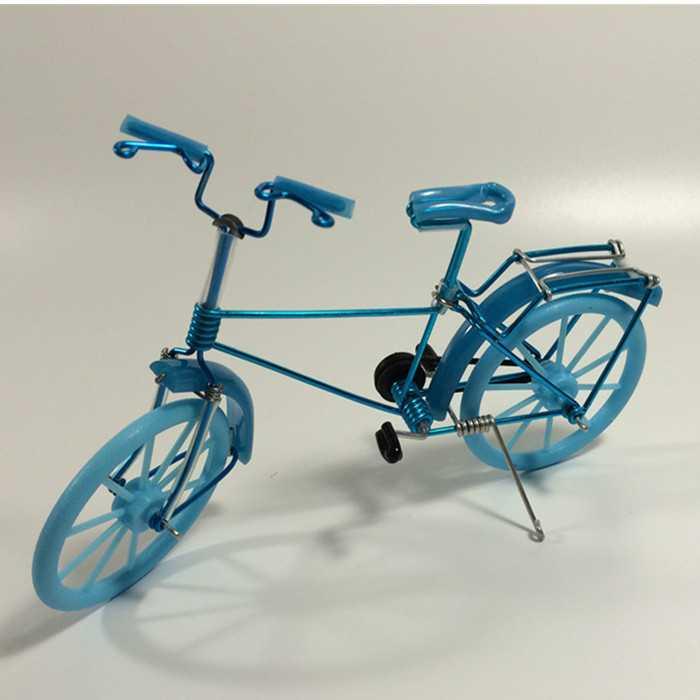 儿童自行车玩具纯手工制作合金车模铁艺自行车模型摆件小创意礼品