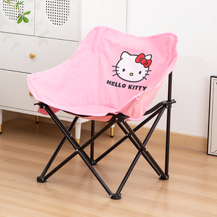 户外HelloKitty折叠椅便携式月亮椅露营椅子野餐桌椅沙滩椅小凳子