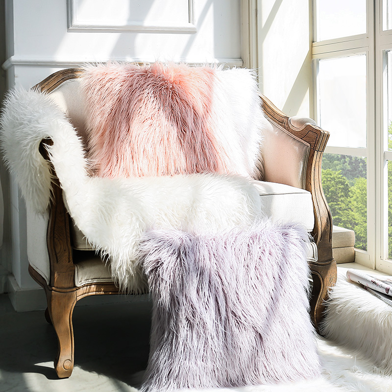 Plush leather and fur Solid sofa Pillows Office Cushion Bedside Pillow Bed by Back padin the Home Fabric , Pillow/Pillow category - from Buy2taobao.com to provide professional Taobao agent buy service