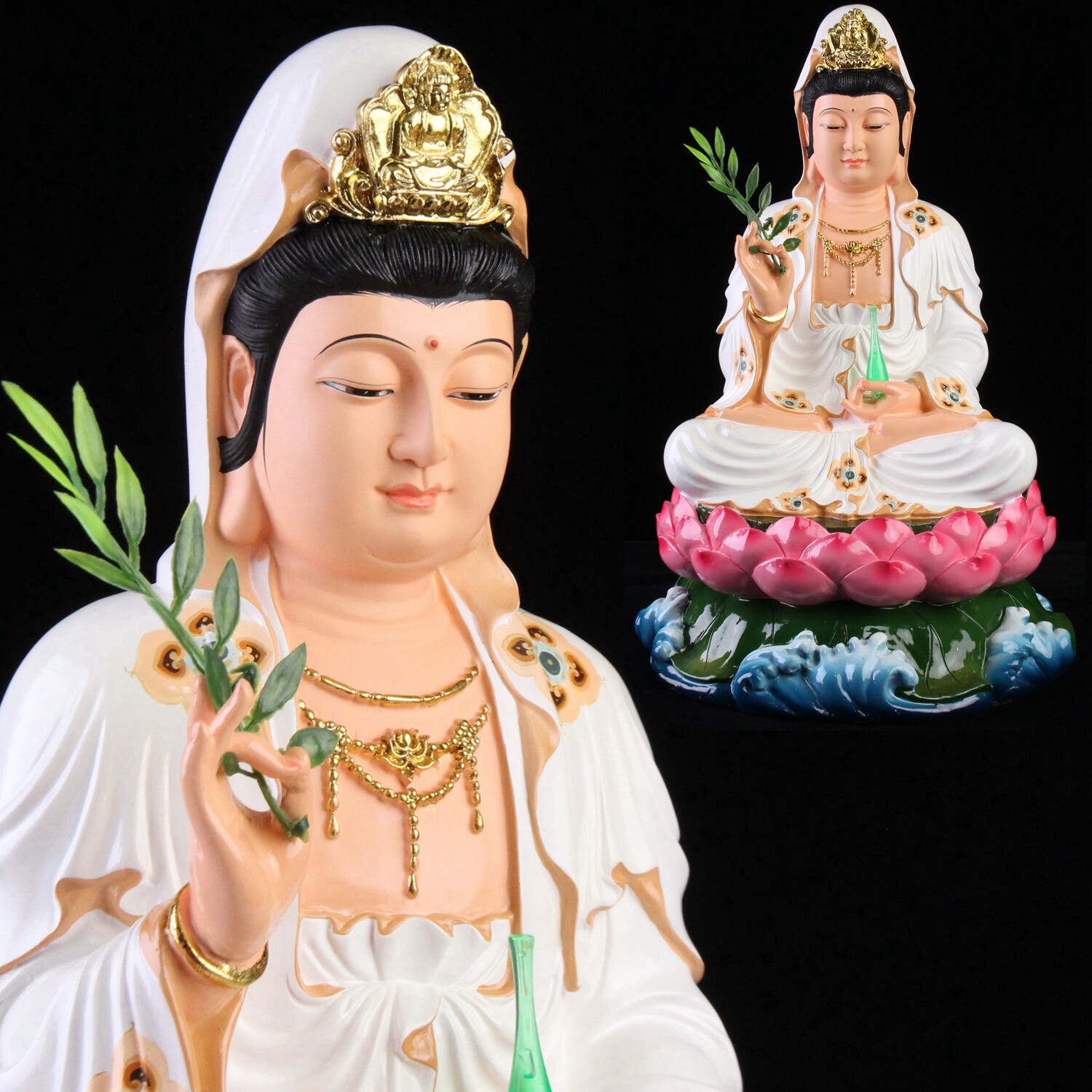 观世音佛像居家供奉树脂家用白衣保平安镇宅观音佛像可开光摆件