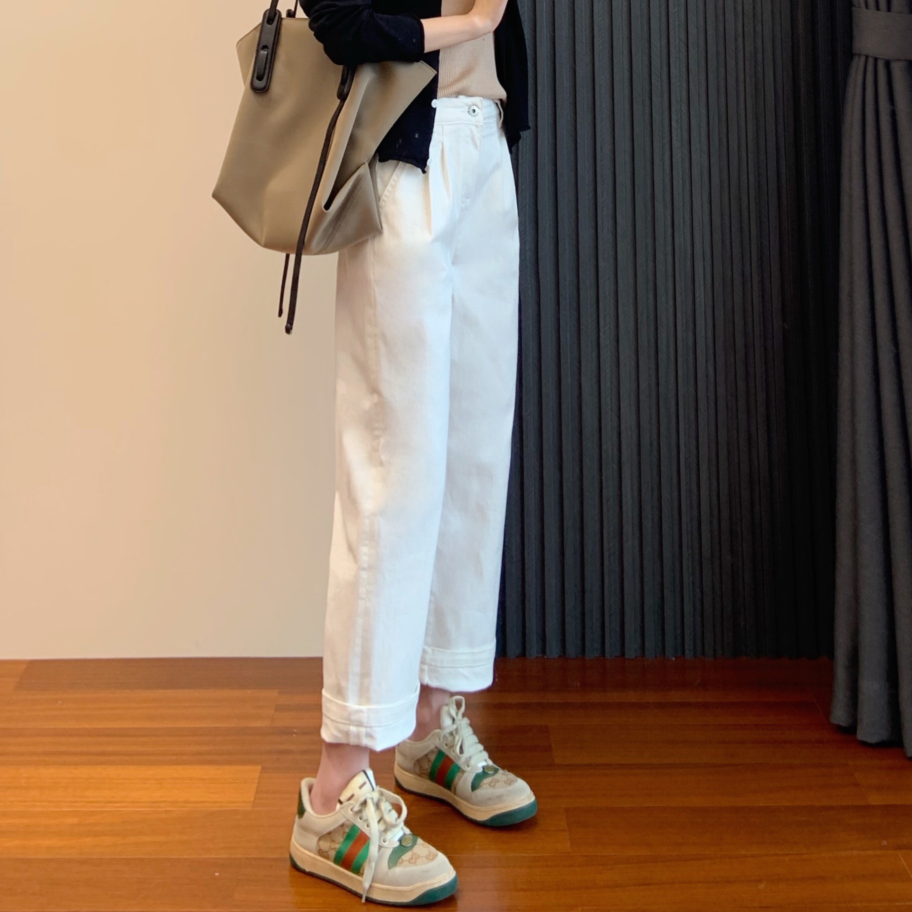 淘宝￥208折后价￥129白色阔腿牛仔裤女春秋2021新款高腰休闲拖地直筒