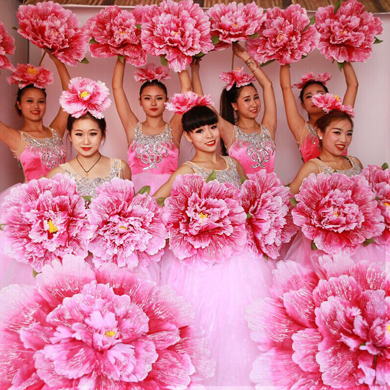 舞蹈道具牡丹花伞儿童舞台表演跳舞手花手拿花跳舞用的演出广场舞