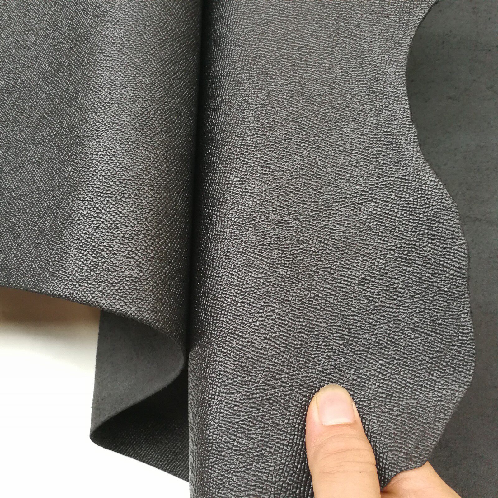 特惠进口头层牛皮黑色手掌纹皮料diy手工真皮皮具面料硬挺质感2.