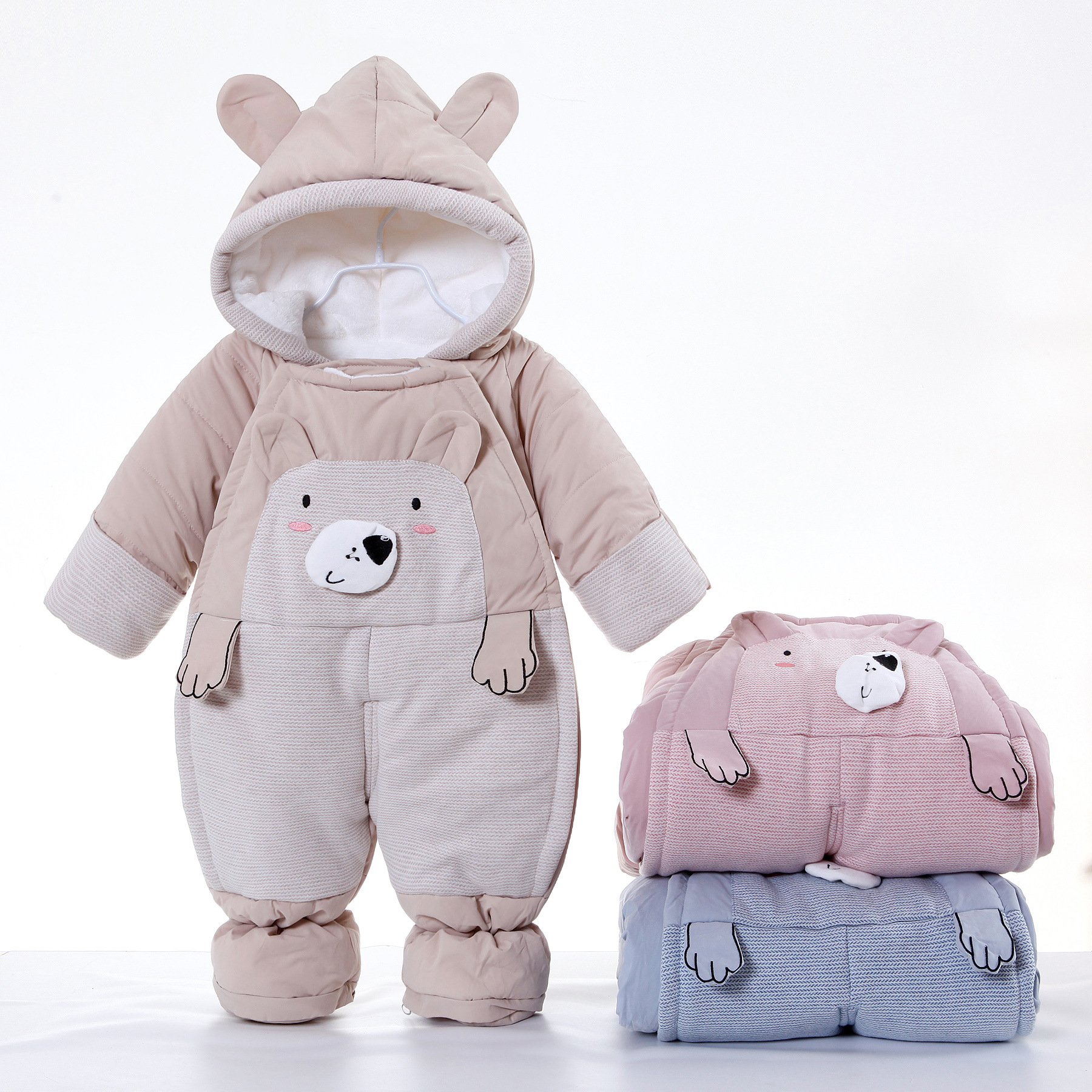 衣服加绒保暖宝宝衣服春秋冬季加厚冬装哈衣爬服卡通可爱已售1￥36