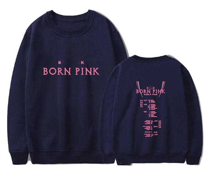 hiphop秋冬宽松ins慵懒风 BORN PINK字母印花时尚潮牌圆领卫衣