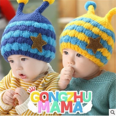 小蜜蜂儿童立体造型  护耳保暖可爱帽  宝宝毛线加绒帽子