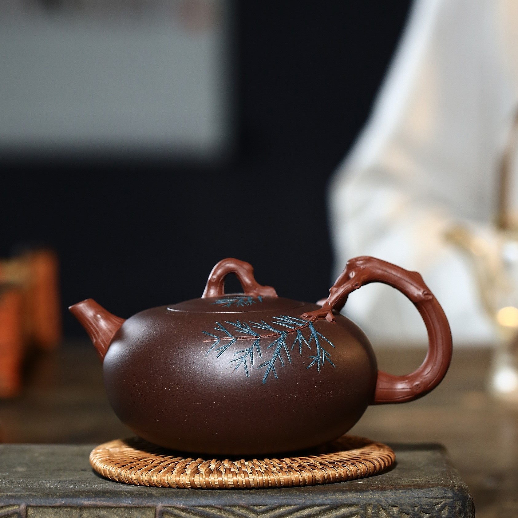 宜兴大品双色花器紫砂壶纯手工大容量泡茶壶茶具花货松针壶450ml