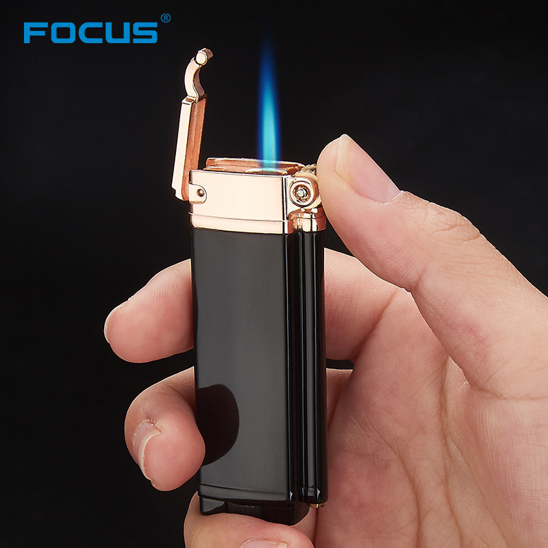 focus焦点充气打火机防风个性创意男士蓝焰直冲金属火机定制刻字