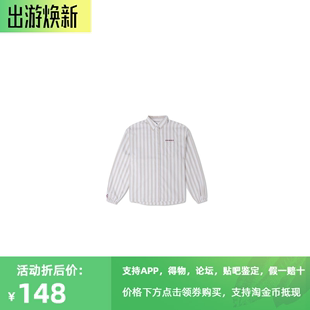 正品converse匡威女款运动休闲宽松条纹长袖衬衫10024551-A01-A02