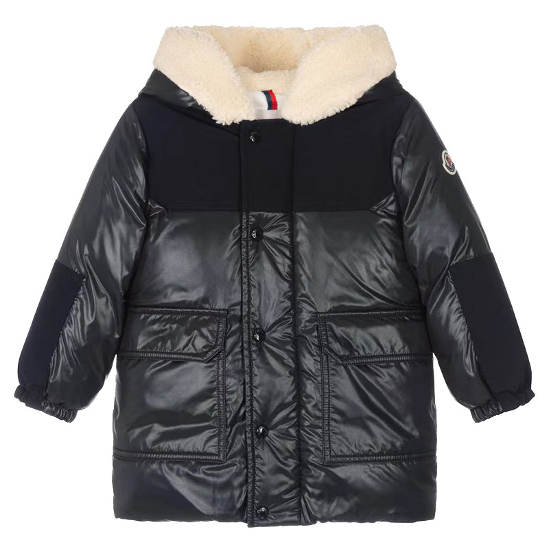 部分现货蒙口童装22秋冬男女宝宝羽绒服长款连帽纯色上衣休闲外套