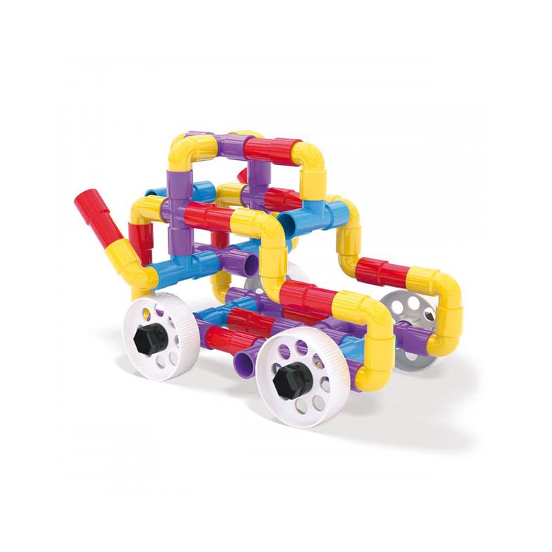 Quercetti意大利启迪幼儿园益智科教玩具拼插积木车轮拼管组合套