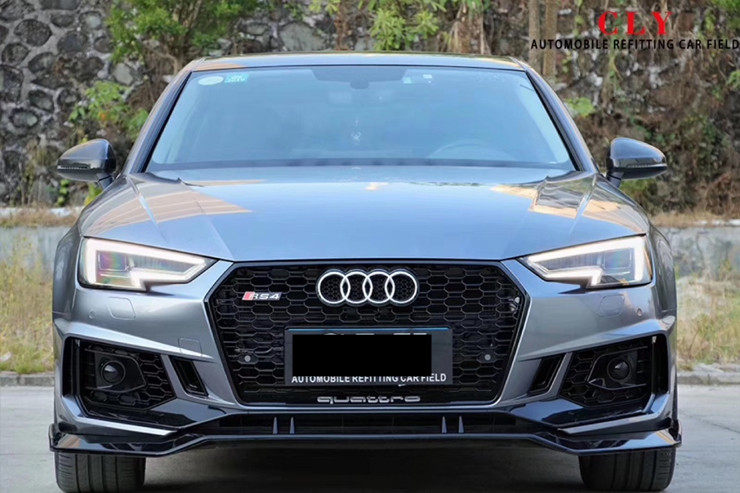 17-19款奥迪a4l中网改装rs4蜂窝黑武士配件前包围雾灯保险杠后唇