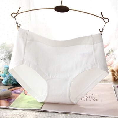 简约舒适优质纯棉纯白色中腰三角裤内裤女士底裤短裤有大码一片式