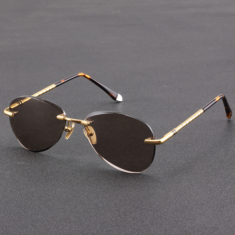 天然水晶眼镜东海石头镜老矿料托力克平光镜无框蛤蟆镜弹簧腿男女