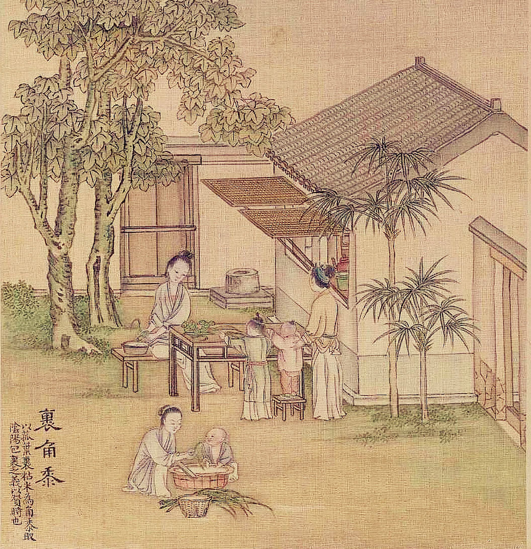 清乾隆时期宫廷工笔绘画端午节民俗活动采草药等临摹设计素材