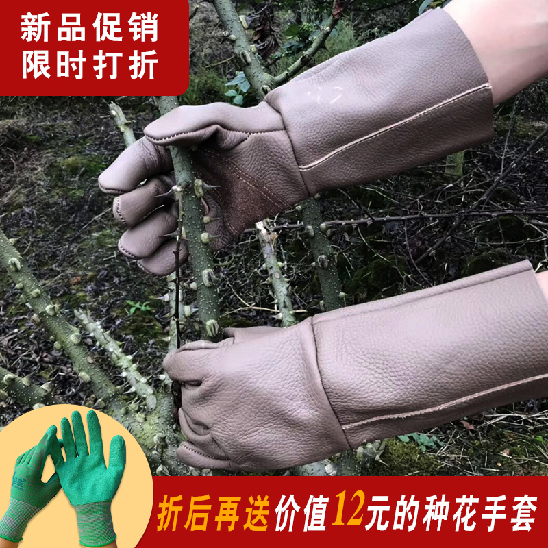 牛皮防刺手套园林园艺仙人球玫瑰月季修剪摘花椒板栗灵活厚左右手