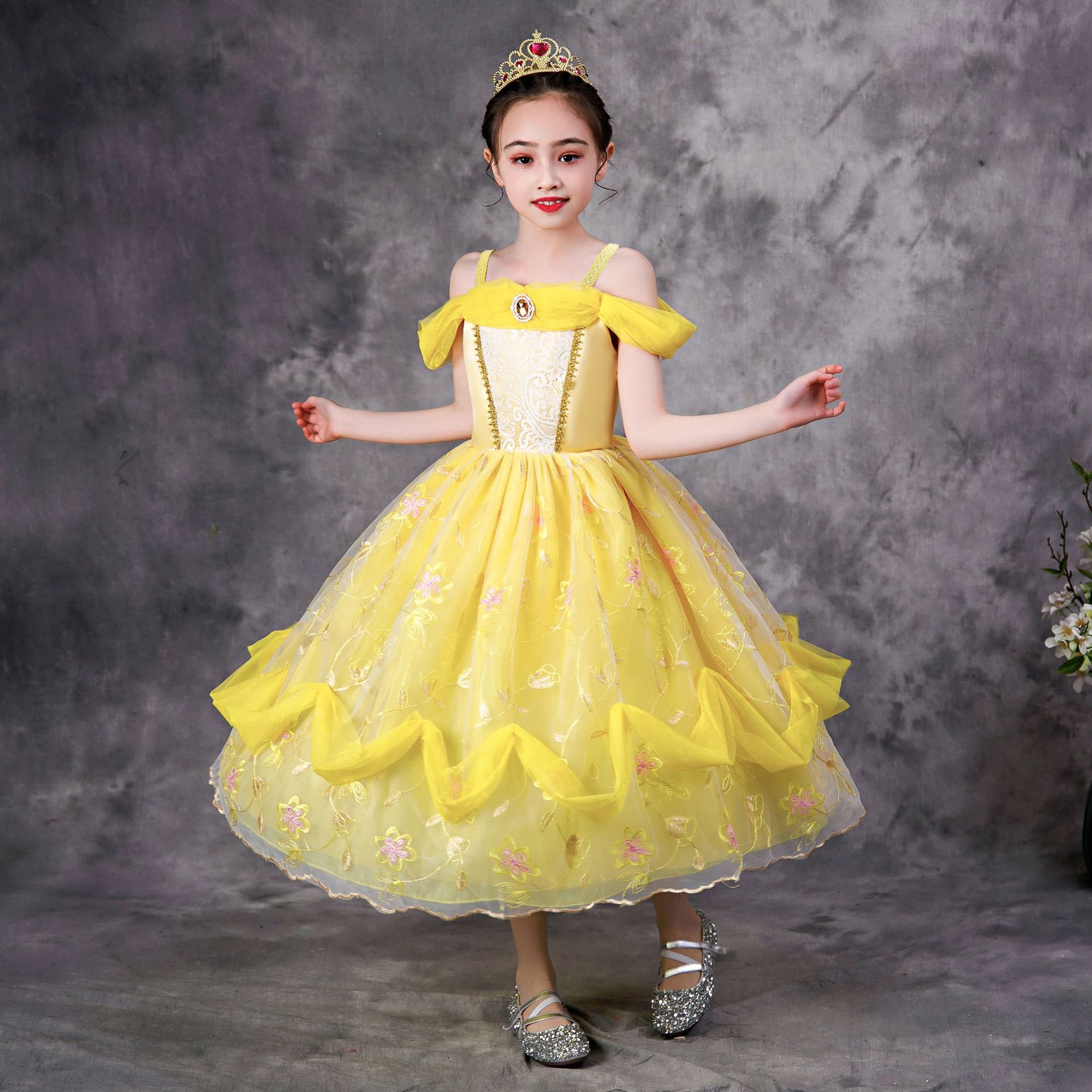 Kids Belle Costume Girl Halloween Princess Dress Cosplay