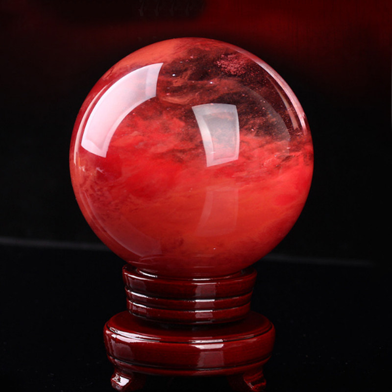 天然红水晶风水球家居办公室收银台招财转运鸿运当头开业礼品摆件