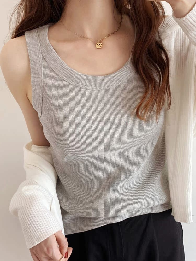 辣妹背心女内搭夏季宽肩百搭打底无袖上衣针织纯棉螺纹弹力小吊带