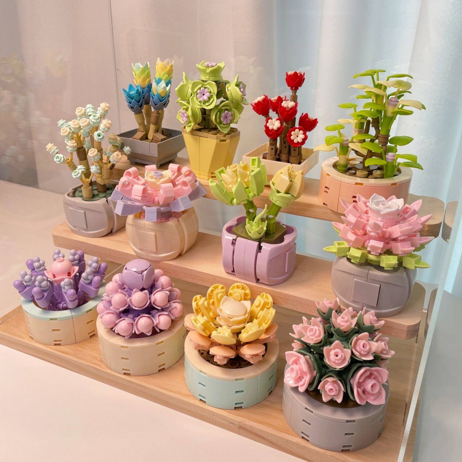 9折后价￥400淘宝新品乐高花束拼装积木多肉夜光盆栽摆件女孩女生系列