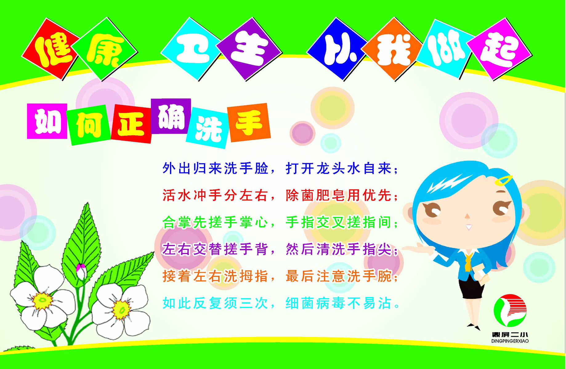 210画布海报展板喷绘素材贴纸7721学生健康卫生宣传栏正确洗手