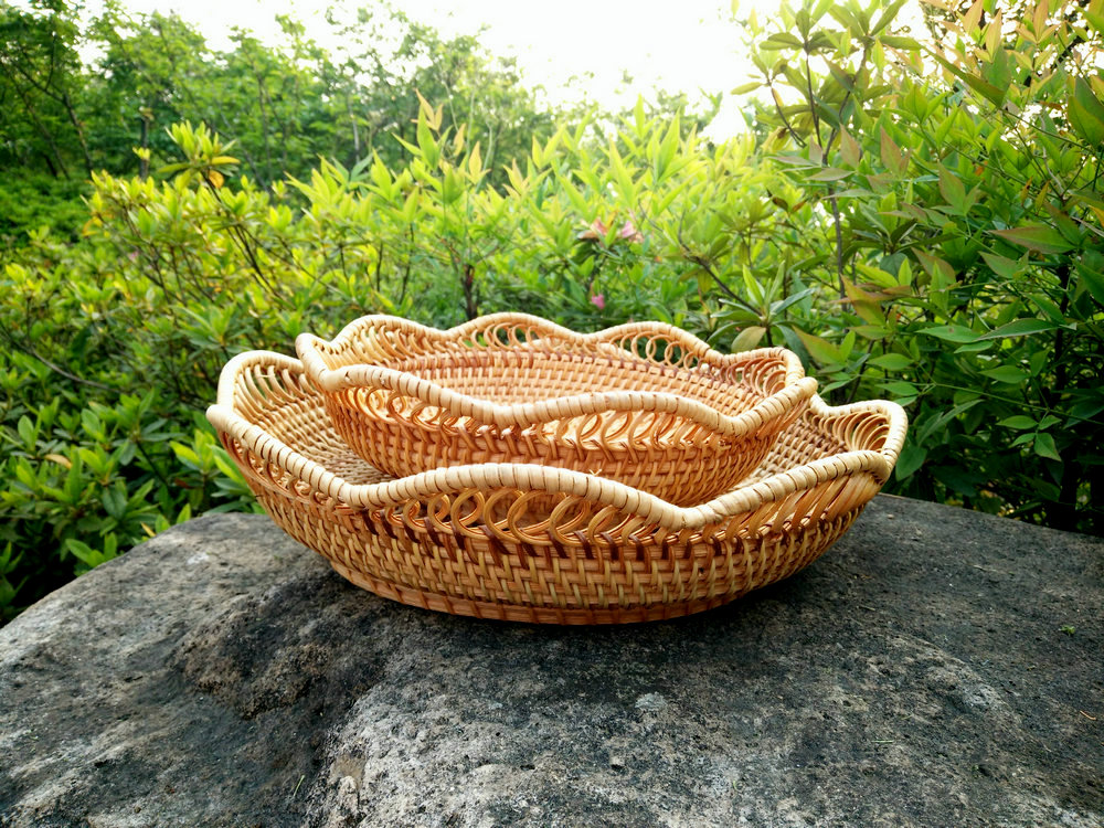 Vietnam manual Rattan Creative Living Room Fruit plate Dried fruit tray Hamper Flower Fruit plate Retro Guohein the Tableware , Tableware , Fruit bowl/Fruit plate/Hamper category - from Buy2taobao.com to provide professional Taobao agent buy service